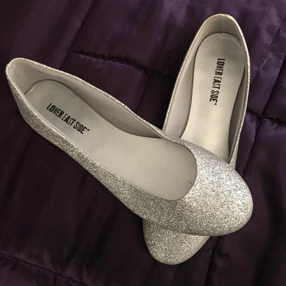 Silver sparkle glitter ballerina flats
